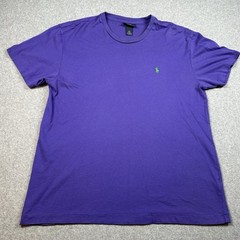Vintage Polo Ralph Lauren Purple T Shirt Mens M Green Pony Logo Cotton Preppy