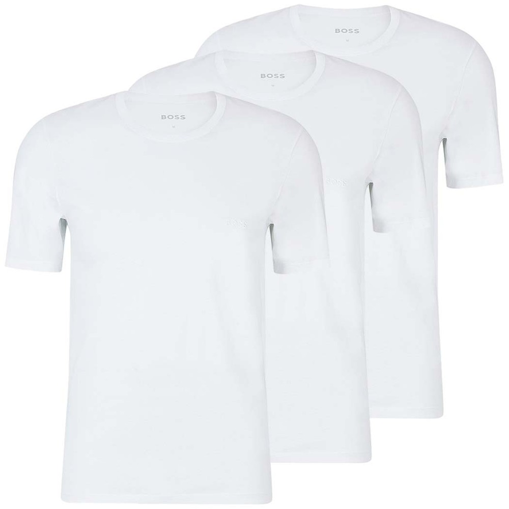 BOSS Mens T Shirts Crew Neck Short Sleeve Classic Pure Cotton 3 Pack Multipack