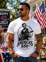 Funny Abraham Lincoln Guitar Shirt, America 250th Anniversary Tee, 4th of July
