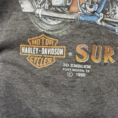 1991 Sturgis Halrey Davidson 3D Emblem Faded Black T Shirt Large VTG