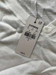 Express Men’s White Cotton Basic T Shirt V- Neck Short Sleeve Size S ST30