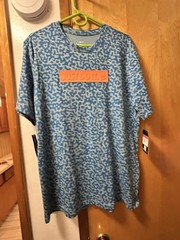 Nike New Shirt Mens L Cerulean Blue Contrast Just Do It Plaque Orange Geometric