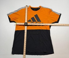 Adidas Shirt Mens Large Orange Black Colorblock Logo Graphic Sports Tee