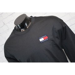 Tommy Hilfiger Jeans Long Sleeve Shirt Mens XL Black Flag Patch Logo NEW