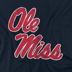 Ole Miss Rebels Adult T-Shirt Official Distressed , Navy S-5XL