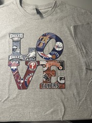 Philadlephia LOVE T-shirt small-3XL Phillies, Flyers, Eagles, 76ers