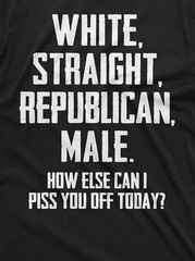 Men’s Funny Shirt White Straight Republican Male Shirt Dad Grandpa Patriotic Tee