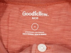 Goodfellow and Co Mens S Orange Shirt Crew Neck Chest Button Henley Top