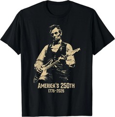 Abraham Lincoln Playing Guitar 4th July 250th Anniversary T-Shirt