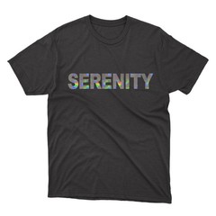 SERENITY Black T-Shirt | Silver Holographic / Hologram Text