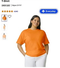 Comfort Colors C1717 T-Shirt XL Orange Short Sleeve Crew Neck Tee NEW