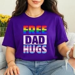 Retro Free Dad Hugs Tee, Free Mom Hugs Movement, LGBTQ+ Pride Month Tee