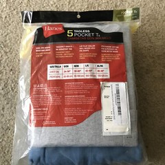 ***BRAND-NEW*** 5 PAK Hanes MensTagless Pocket T-shirts Multi Color Crew Neck