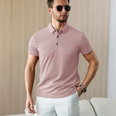 New Men’s Business Casual Short Sleeved Shirt Solid Color Polo Shirt Fashionable