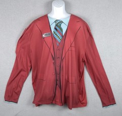 Faux Real Shirt Men’s 2XL Red Long Sleeve Stretch Ron Burgandy Halloween Costume