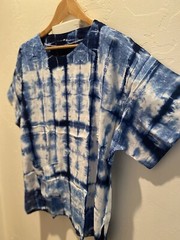 Unisex Handcrafted Indigo Vertical Design Tie Dye Round-Neck Casual Soft T-shirt