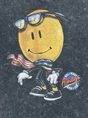 Fifth Sun Walmart Smiley Face Always Graphic T-Shirt Black Mineral Wash Large