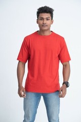 NWT Cotton Crew Neck Oversized Unisex T-Shirts Color Red Size S, M, L, XL, XXL
