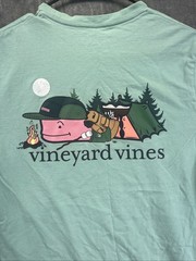 Vineyard Vines Men S Whale Pocket Crew Tee T Shirt Camping WHALE Tent Fire