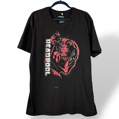 Marvel Deadpool Shirt Sz XL Black Graphic Comic Distressed Cotton Tee WeLoveFine