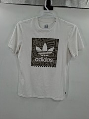 Adidas White Trefoil w/ Gray Tribal Geometric Pattern Skater Medium TShirt
