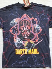 Vintage NOS NWT Star Wars Episode 1 electric Darth Maul Full front Print Shirt,L