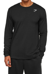 NEW Gymshark Crest Long Sleeve T-shirt SIZE Medium, Black, Embroidered Logo