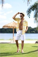 Men’s Hawaiian Floral Shirt Summer Casual Button Down Beach Vacation Top