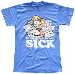 Heman Call the Vet These Puppies are Sick Men’s Blue Heather T-Shirt New