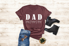 Personalized Dad Shirt with Kids Names Father’s Day Gift Custom Daddy Tee
