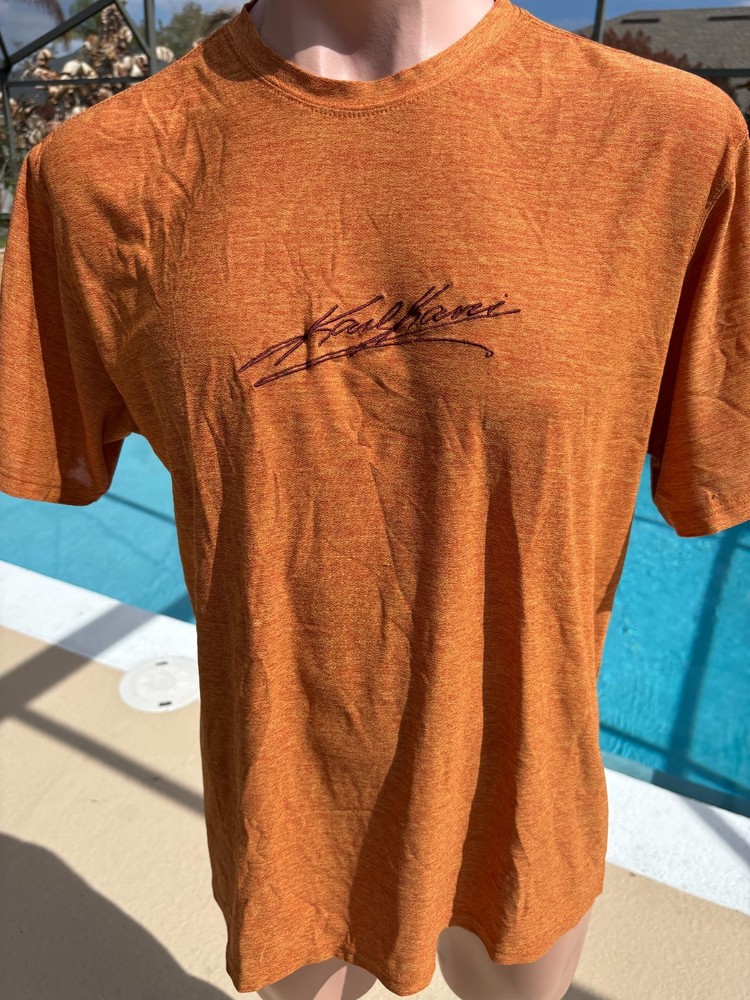 Karl Kani Orange heather short sleeve Polyester Wicking T Shirt Mens size XL