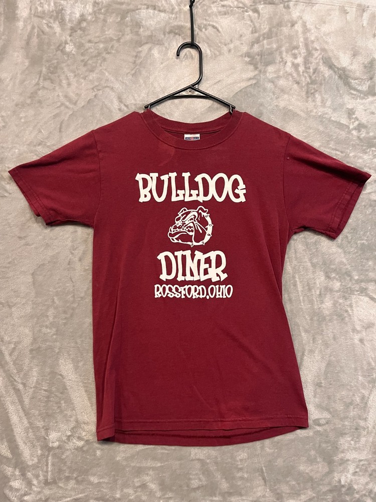 Vintage Jerzees T-Shirt Bulldog Graphic Small Maroon Classic Fit