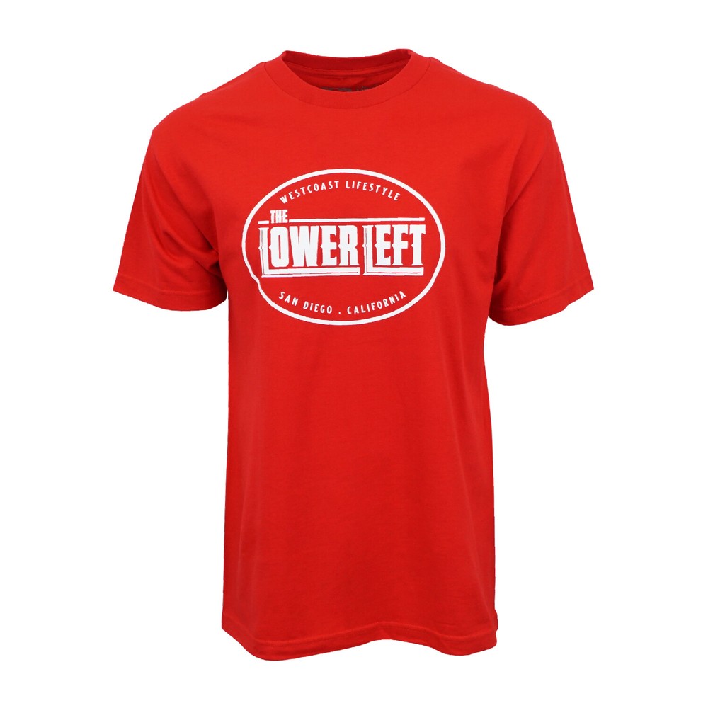 TRIBAL GEAR MENS WEST COAST THE LOWER LEFT SAN DIEGO CALIFORNIA T SHIRT RED