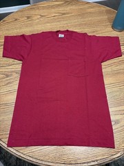 Vintage 90s BVD Men’s Medium Maroon Red Blank Single Stitch Pocket T Shirt