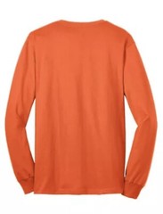 Port & Company Men’s Long Sleeve Orange Construction T Shirt -PC55LS, Size Large