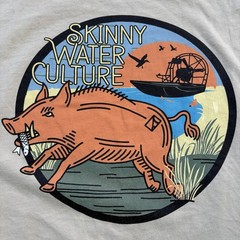 Skinny Water Culture T Shirt Mens Small Pale Yellow Graphic Featherlite Cotton