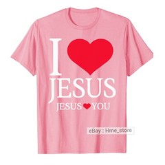 I Love Jesus Loves You Heart T-Shirt Christian Faith In Christ Religious Tee