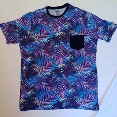 FOUNDRY SUPPLY 2XLT PURPLE / BLUE FERN PATTERN POCKET T