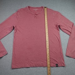 Lucky Brand Shirt Mens Size M Red Washed Casual Henley Long Sleeve Cotton