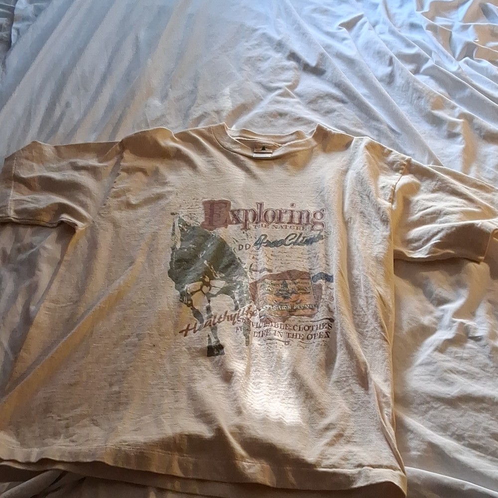 vintage Northwest Territory Exploring Nature Graphic Beige Cotton TShirt Men’s L