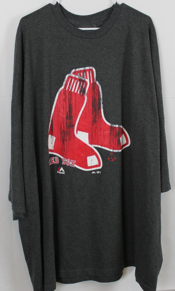 BOSTON RED SOX T-Shirt Mens Big and Tall 6X Short Sleeve Performance Tee Gray