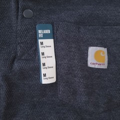 NWT Carhartt MEDIUM Relaxed Fit Heavyweight L/S Henley Pocket Thermal Shirt GRAY