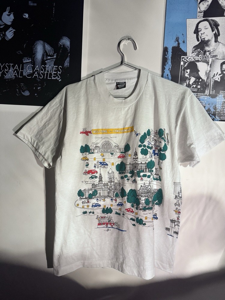 Vintage Cincinnati Ohio Shirt XL Barb McClain Cartoon City Art