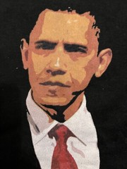 Barak Obama Anvil Lightweight T Shirt (Adult Large) Black V Neck