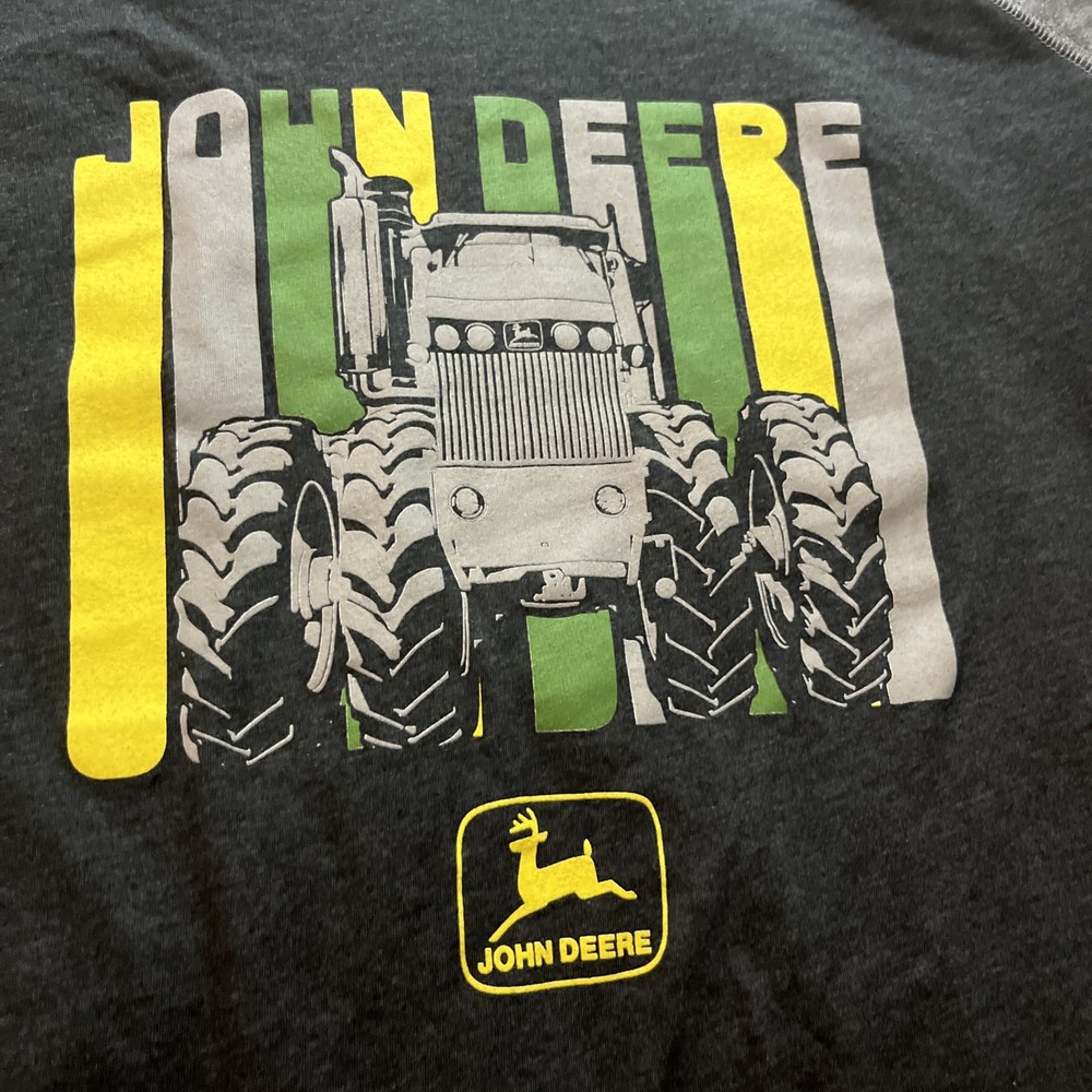 John Deere T Shirt Mens XL Tractor Farm Graphic 3/4 Sleeves Retro Tee T6