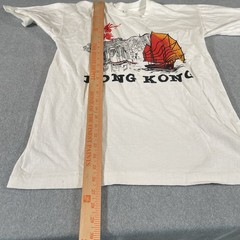 Vtg 80s Hong Kong Harbor Shirt Single Stitch Mens XL White Crew Neck Graphic Tee