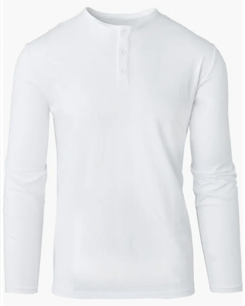 True Classic Henley Men’s Long Sleeve White Extra Large XL