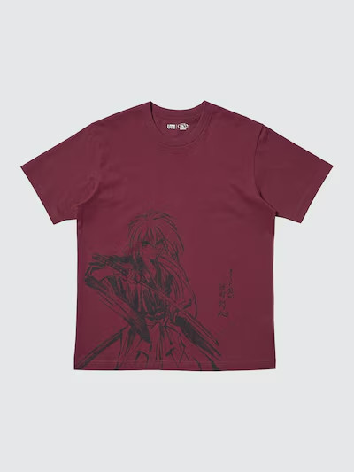 Rurouni Kenshin Uniqlo UT Manga Shueisha 100th T-Shirt Red Black From Japan New