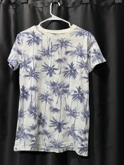 American Eagle Shirt Mens S/P Short Sleeve White Blue Palm Trees Seriously Soft