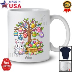 Custom Name Bunny With Easter Eggs Tree; Lovely Eggs Hunting Flower Family Shirt